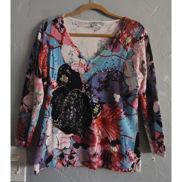 Alberto Makali Tops  Style Sweater, V Neck, Viscose Spandex, Very Soft, Art - Picture 1 of 11